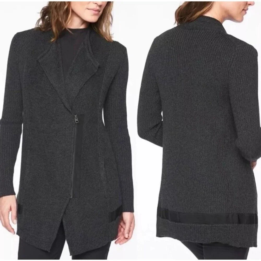 Athleta Sweater Small Gray Sentinel Wrap Jacket Full-Zip Wool Blend Marled